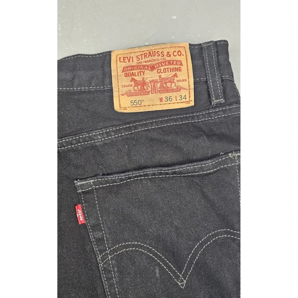 Levis‎ 550 Jeans Mens 36x34 Relaxed Fit Black Y2k 2008 Straight Leg Denim